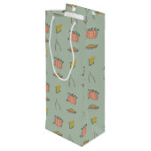 Sage Herbst Erntefest Hübscher Erntedank Geschenktüte Für Weinflaschen (Rückseite Schrägansicht)