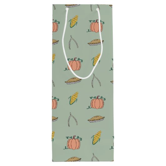 Sage Herbst Erntefest Hübscher Erntedank Geschenktüte Für Weinflaschen (Rückseite)