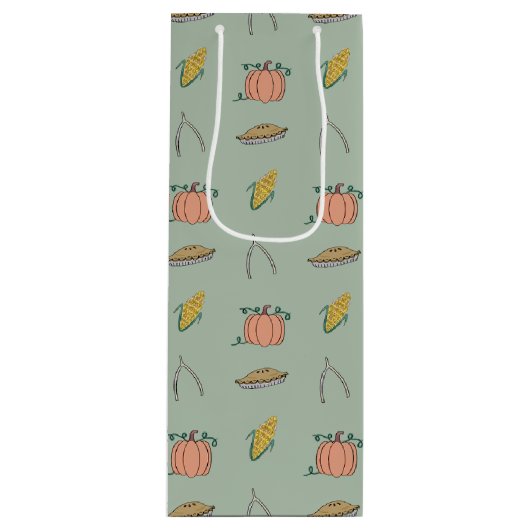 Sage Herbst Erntefest Hübscher Erntedank Geschenktüte Für Weinflaschen (Vorderseite)