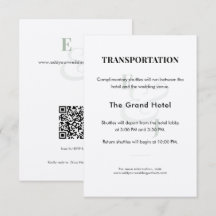 Sage Hochzeit Transportdetails Karte | QR