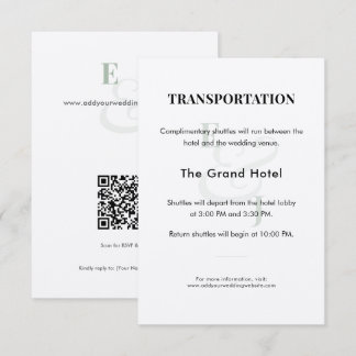 Sage Hochzeit Transportdetails Karte | QR