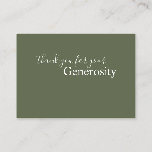 Sage Honeymoon Fund Registry Enclosure Card Begleitkarte (Rückseite)