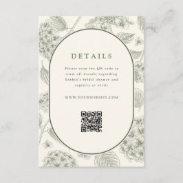Sage-Hortensien-Hochzeitsdetails QR-Code  Begleitkarte