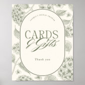 Sage Hydrangea Bridal Shower Cards Gifts Poster (Vorne)