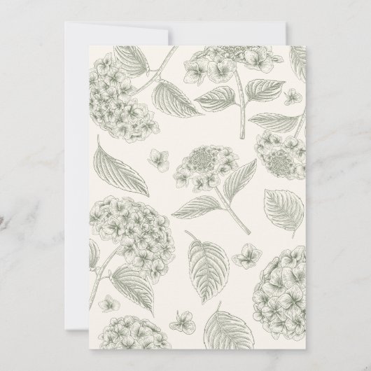 Sage Hydrangea Vintage Wedding Einladung (Rückseite)