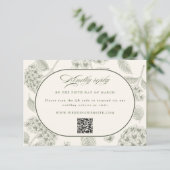Sage Hydrangea Vintage Wedding  RSVP Karte (Stehend Vorderseite)