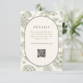Sage Hydrangea Wedding Details QR Code  Begleitkarte (Stehend Vorderseite)