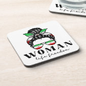 Sage ihren Namen Masha Amini Women Life Freedom Su Getränkeuntersetzer (Linke Seite)