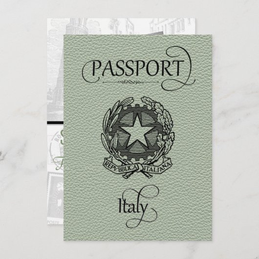 Sage Italy Passport Save the Date (Vorne/Hinten)