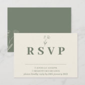 Sage Ivory Beige Cotton Floral Wedding Response RSVP Karte (Vorne/Hinten)