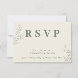Sage Ivory Beige Ivy Floral Wedding Response RSVP Karte