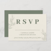 Sage Ivory Beige Ivy Floral Wedding Response RSVP Karte (Vorne/Hinten)