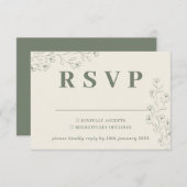 Sage Ivory Beige Tiny Floral Wedding Response RSVP Karte (Vorne/Hinten)