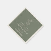 Sage Ivory Ivy Blume Moderne Hochzeit Serviette (Ecke)