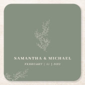 Sage Ivory Ivy Floral Boho Wedding Rechteckiger Pappuntersetzer (Vorderseite)