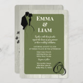 Sage Ivory Rustic Multi-Color Silhouette Hochzeit Einladung (Vorne/Hinten)