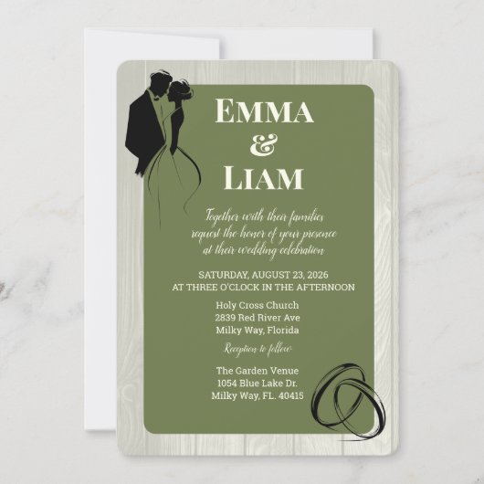 Sage Ivory Rustic Multi-Color Silhouette Hochzeit Einladung (Vorderseite)