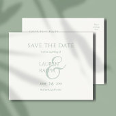 Sage & Ivory Script Wedding Save the Date Ankündigungspostkarte