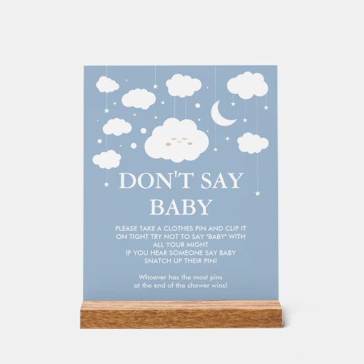 Sage kein Baby Blue Cloud Baby Shower Game Acrylschild (Vorderseite)