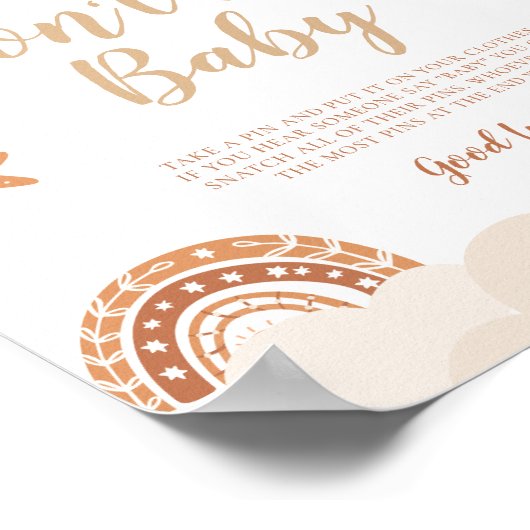 Sage kein Baby Boho Rainbow Sign Poster (Ecke)