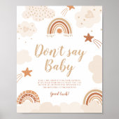 Sage kein Baby Boho Rainbow Sign Poster (Vorne)