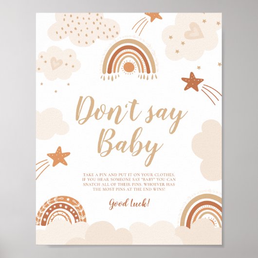 Sage kein Baby Boho Rainbow Sign Poster (Vorne)
