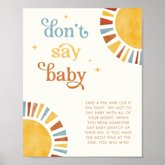 Sage kein Baby Boho Sun Baby Shower Game Sign Poster (Vorne)