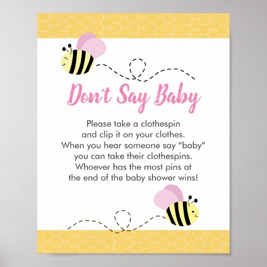 Sage kein Baby Bumble Bee Baby Shower Poster (Vorne)