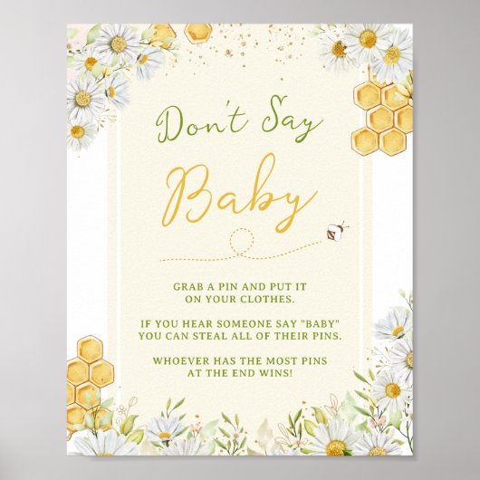 Sage kein Baby Bumblebee Bee Shower Sprinkle Game Poster (Vorne)