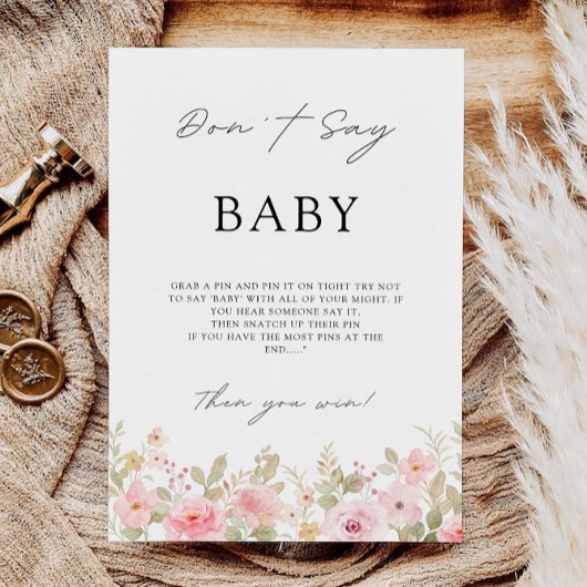 Sage kein Baby Game, Rose Baby Shower Sign, Einladung