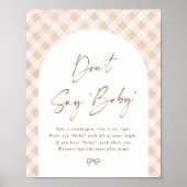 Sage kein Baby Gingham Süsse Pie Baby Duschzeichen Poster (Vorne)