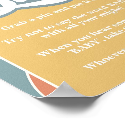 Sage kein Baby Groovy Retro Sunshine Duschzeichen Poster (Ecke)