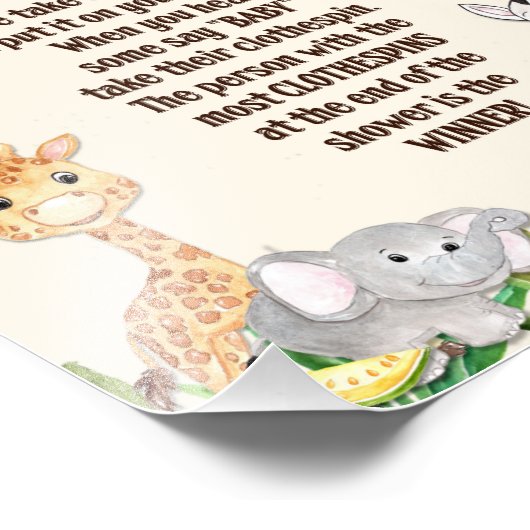 Sage kein Baby Jungle Safari Baby Duschzeichen Fotodruck (Ecke)