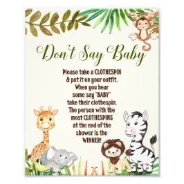 Sage kein Baby Jungle Safari Baby Duschzeichen Fotodruck