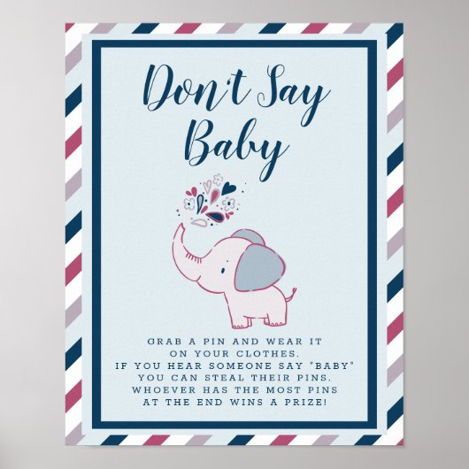 Sage kein Baby Niedlich Elephant Baby Shower Game  Poster (Vorne)