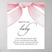 Sage kein Baby Pink Bow Baby Shower Poster (Vorne)