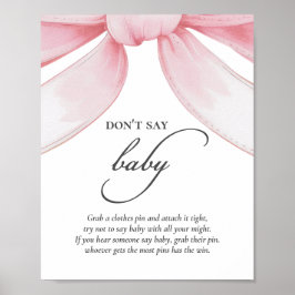 Sage kein Baby Pink Bow Baby Shower Poster