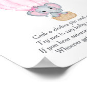 Sage kein Baby Pink Elephant Baby Shower Game Poster (Ecke)