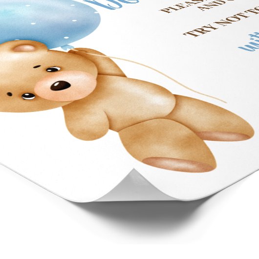 Sage kein Baby Shower Blue Bären Boy Poster (Ecke)