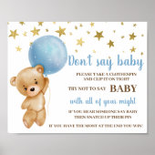 Sage kein Baby Shower Blue Bären Boy Poster (Vorne)