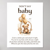 Sage kein Baby Teddy Bear Baby Shower Game Poster (Vorne)