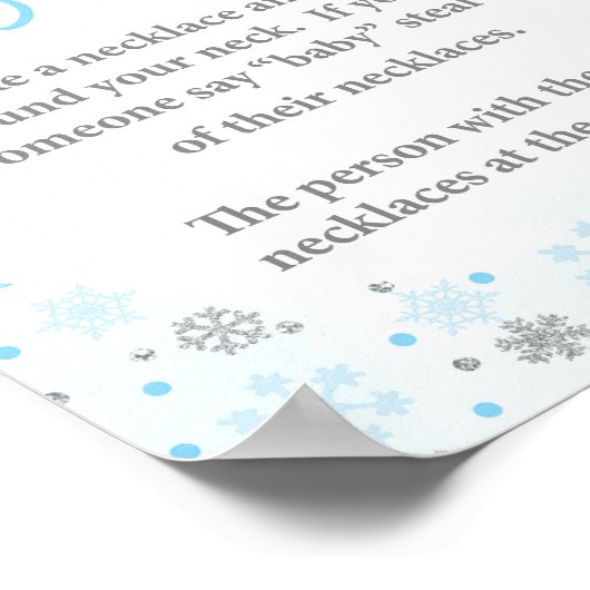 Sage kein Baby Winter Blue Duwer Game Sign Poster (Ecke)