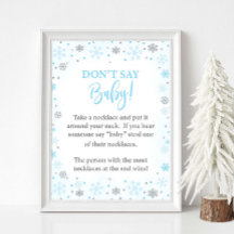 Sage kein Baby Winter Blue Duwer Game Sign