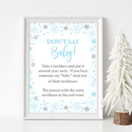 Sage kein Baby Winter Blue Duwer Game Sign Poster