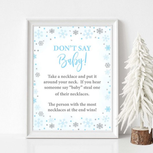 Sage kein Baby Winter Blue Duwer Game Sign Poster