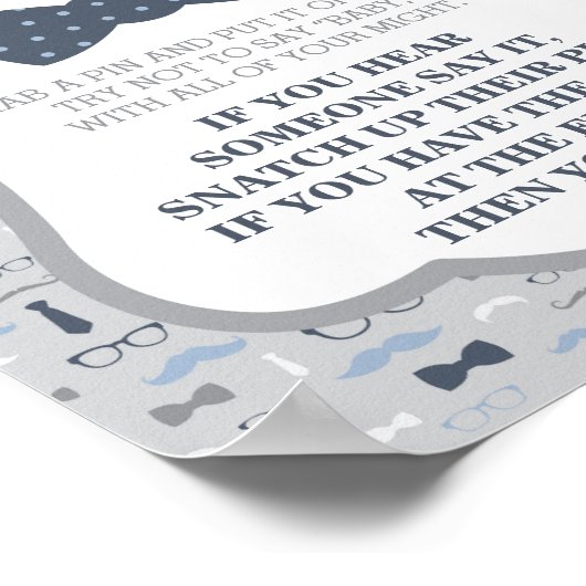 Sage kein Babyzeichen, Krawatte, Blau und Grau Poster (Ecke)