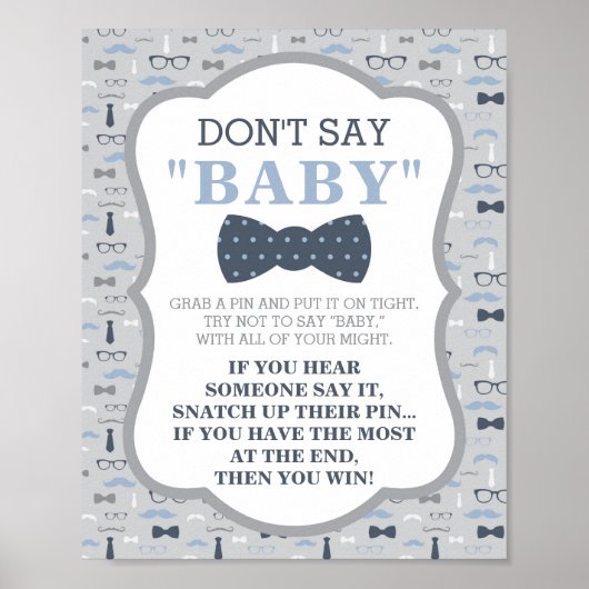 Sage kein Babyzeichen, Krawatte, Blau und Grau Poster (Vorne)