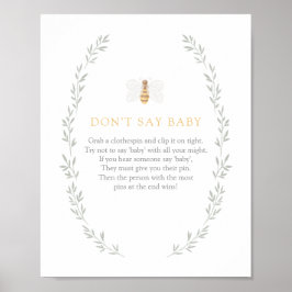 Sage keine Babysignatur-Bee-Baby-Dusche Poster