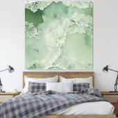 Sage Lace Lichen Abstrakt - Bio modern Leinwanddruck (Insitu (Schlafzimmer))