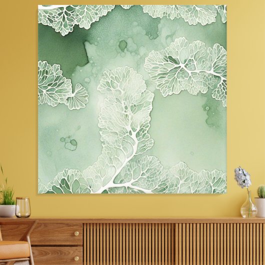 Sage Lace Lichen Abstrakt - Bio modern Leinwanddruck (Insitu (Wohnzimmer))